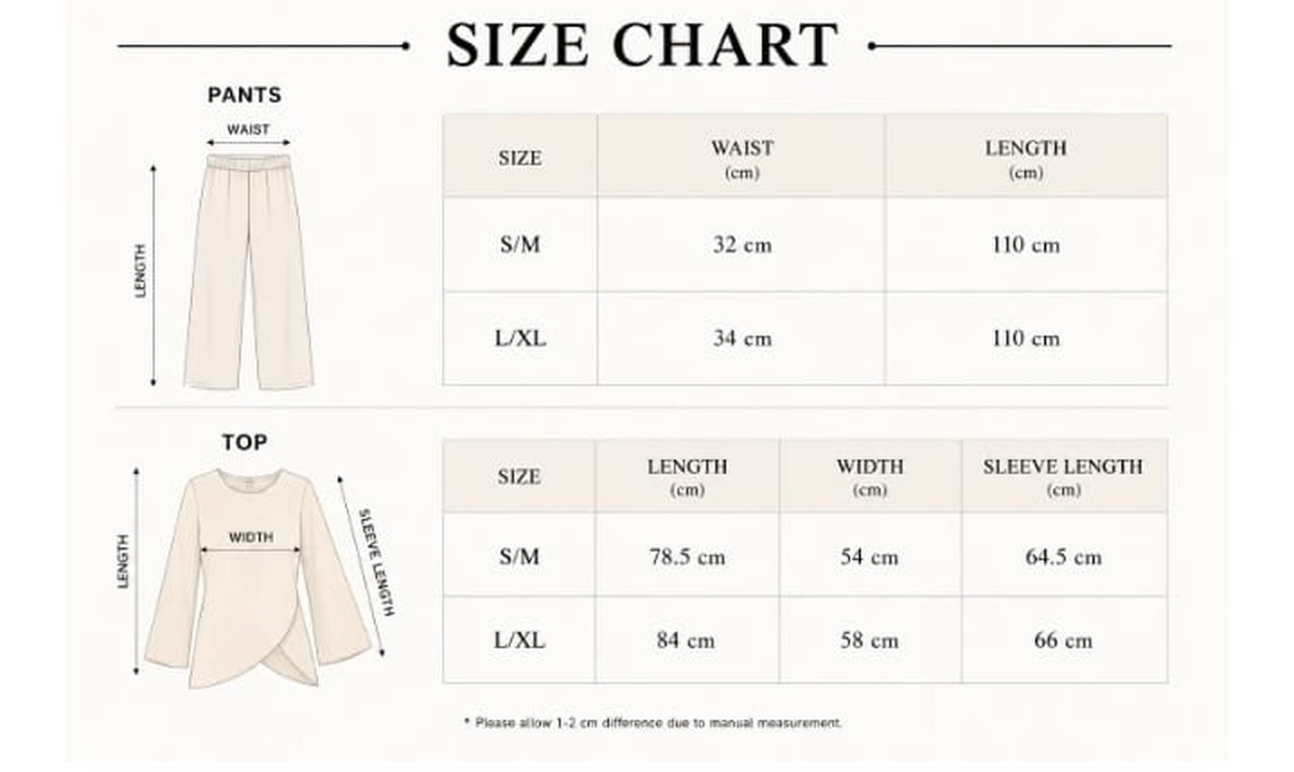 KIYA Size Chart - English